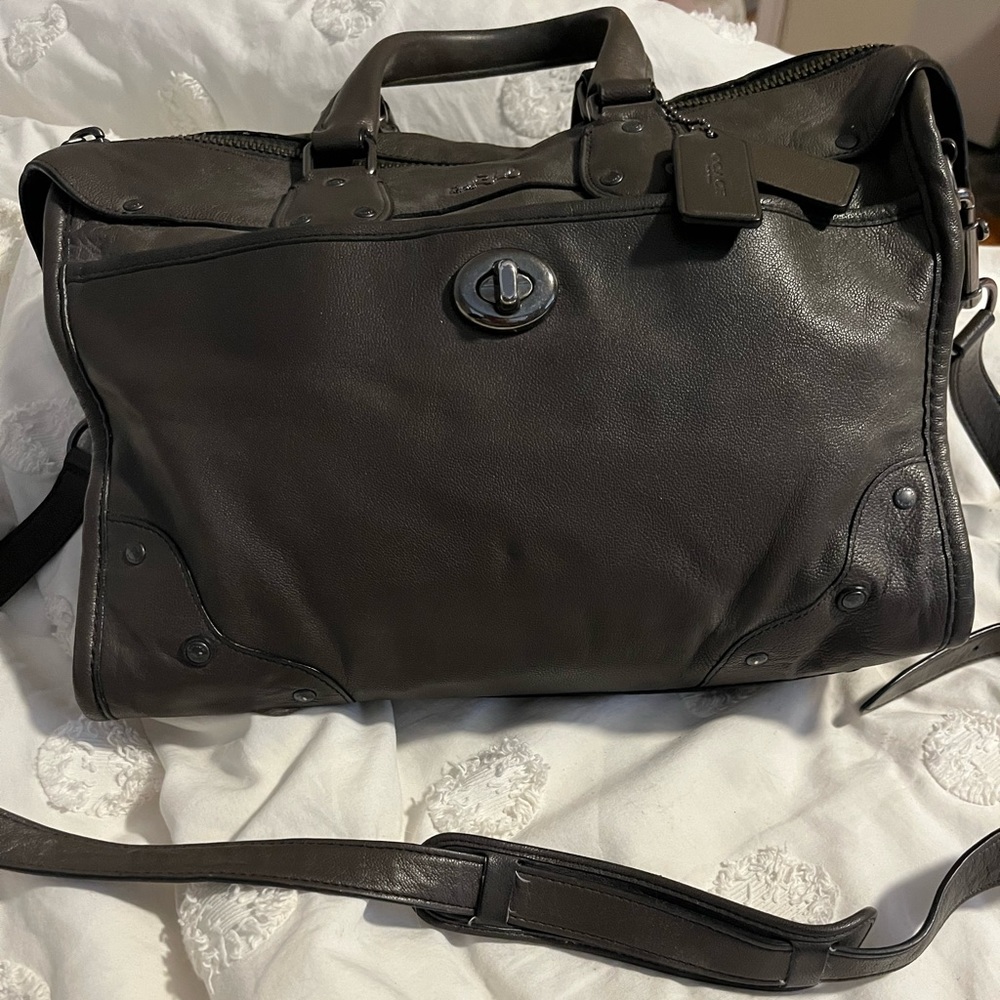 Grey Leather Coach Satchel